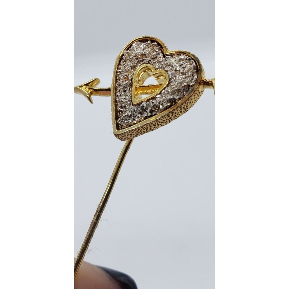Vintage Franklin Mint 1979 Lover's Heart 24 Kt Gold Over Silver Stick Pin Brooch - Picture 10 of 12